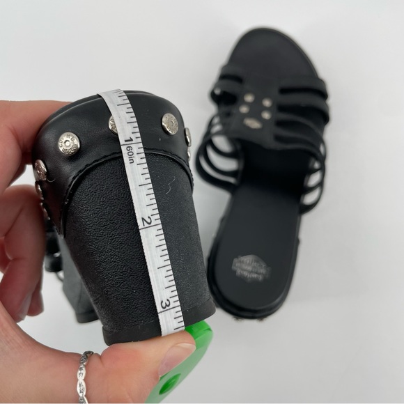 Harley Davidson Womens Wedge Sandals Black Leather Studded Strappy Clog 7M - Picture 5 of 8